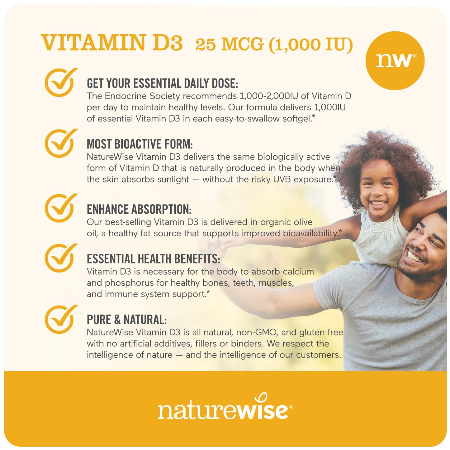 NatureWise Vitamin D3 1000iu (25 mcg) Healthy Muscle Function, and Immune Support, Non-GMO, Gluten Free in Cold-Pressed Olive Oil, Packaging Vary ( Mini Softgel), 360 Count