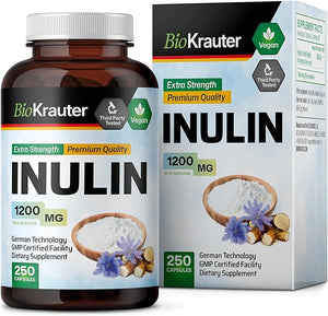 Inulin Powder Capsules - Organic Fiber Supplement - 1200mg Chicory Root Fiber Pills for Digestive Support - Pure Soluble Fiber Supplements - 250 Vegan Tablets in Pakistan
