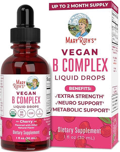 MaryRuth Organics Vitamin B Complex | B Complex Vitamins | 2 Month Supply | Biotin | Vitamin B12 | Niacin | Folate | Energy Support Supplement | Vegan | USDA Organic | Non-GMO | Gluten Free | 1 Fl Oz in Pakistan