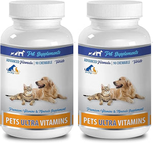 antioxidant for Cats - PET Ultra Vitamins - Premium Minerals - for Cats and Dogs - folic Acid for Cats - 2 Bottle (180 Chewable) in Pakistan