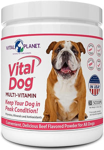 Vital Dog Multi Vitamin Powder Supplement for Everyday Health with Vitamins, Minerals and Antioxidants for Dogs - Beef Flavored Powder, 30 Servings, 75 Grams in Pakistan