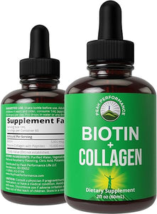 Liquid Collagen for Women and Men with Biotin. Advanced 2-in-1 Oral Drops for Hair Growth, Skin, and Nails. 10,000 mcg Bovine Collagen Peptides + 5,000 mcg Biotin. Gluten Free, Zero Sugar Supplements in Pakistan