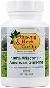 100% Pure Wisconsin American Ginseng Capsules - 500mg. Authentic Panax Quinquefolius. Potent Ground Ginseng Root - No Fillers, Binders or Other Additives. in Pakistan