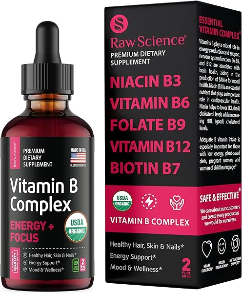 Liquid Vitamin B Complex Supplement – Energy Supplements for Women and Men: Vitamins B3, B6, B9 & Folic Acid for Optimal Health - Hair, Skin & Nails Support - Vegan Super B Complex - Made In USA - 2oz in Pakistan
