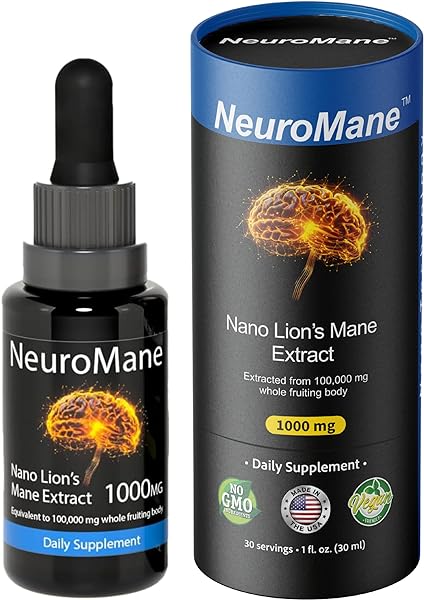 Adaptogenic Lion's Mane Nano Extract | Brain Supplement for Memory and Focus | Nano Particles for Fast & Maximum Absorption | World's Only Nano Lion's Mane Supplement for Adults | 1 Fl oz in Pakistan