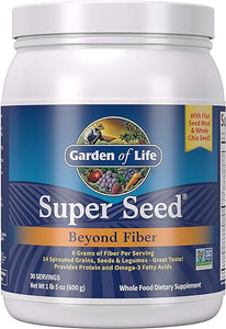 Garden of Life Super Seed - Vegetarian Whole Food Fiber Supplement with Protein and Omega 3, 1 Lb 5oz (600g) Powder in Pakistan