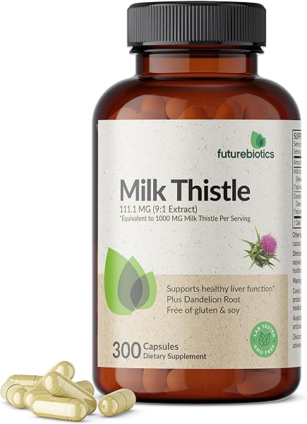 Futurebiotics Milk Thistle Silymarin Marianum & Dandelion Root Liver Health Support, Antioxidant Support, Detox, 300 Capsules in Pakistan