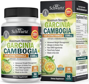 Garcinia Cambogia Weight Loss Pills - 1500mg HCA Pure Extract - Fast Acting Appetite Suppressant - Fat Burner for Women and Men to Help Lose Weight - Carb Blocker Metabolism Diet Pill - 90 Capsules in Pakistan