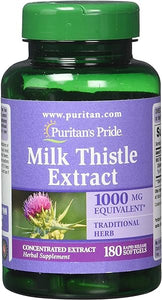 Puritan's Pride Milk Thistle 4:1 Extract 1000 Mg Softgels (Silymarin), 180 Count (Pack of 2) in Pakistan