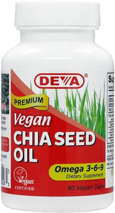 DEVA Vegan Vitamins Chia Seed Oil, Packed with Omega 3, 6, 9 & Other Essential Fatty Acids, Cold-Pressed & Unrefined, 90 Capsules, 1-Pack in Pakistan