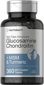 Advanced Glucosamine Chondroitin MSM Plus Turmeric | 360 Mini Coated Tablets | Non-GMO and Gluten Free Supplement | by Horbaach in Pakistan