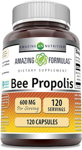 Amazing Formulas Bee Propolis Supplement | 600 Mg Per Serving | 120 Capsules | Non-GMO | Gluten Free | Made in USA in Pakistan