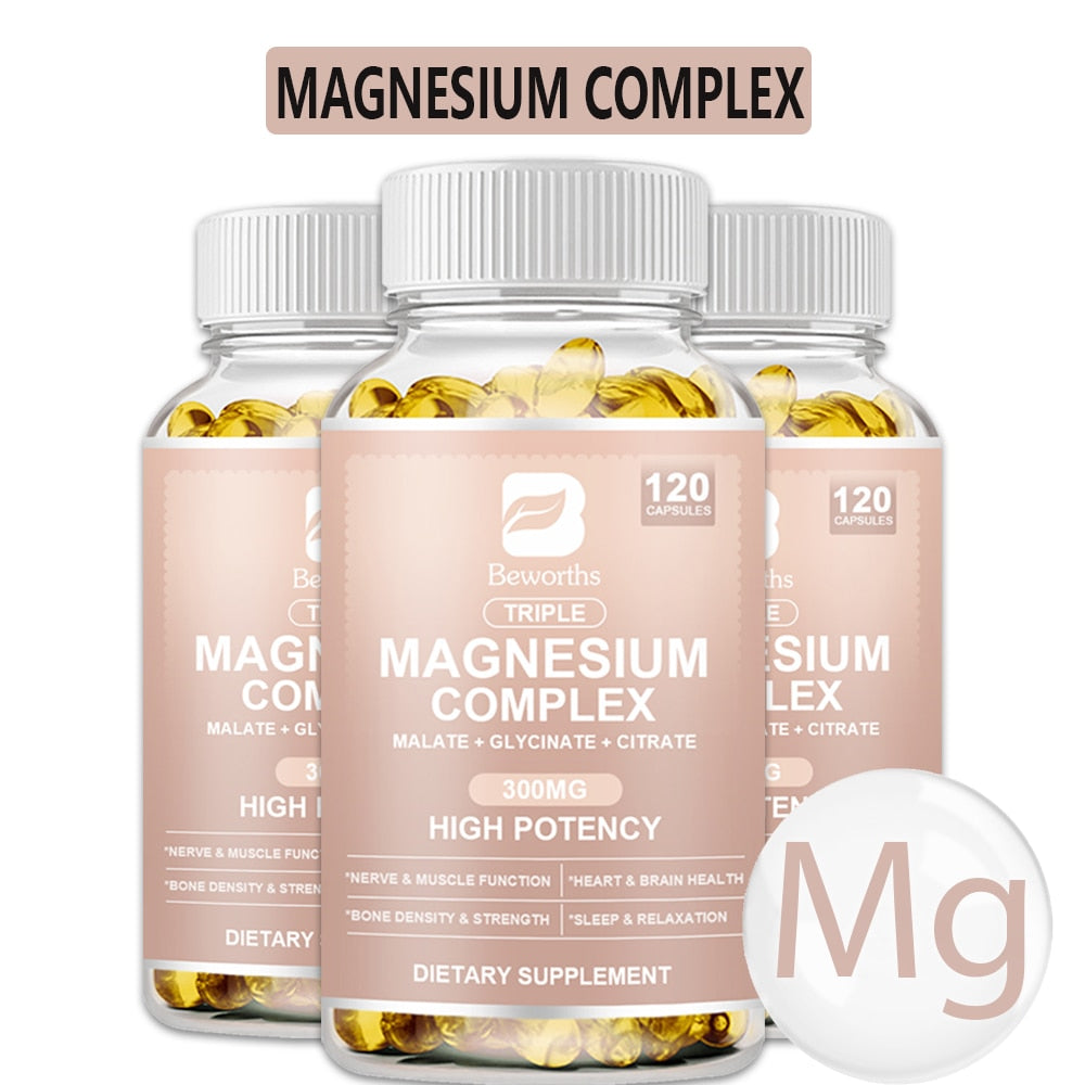 BEWORTHS Magnesium Complex Capsules Bone & Heart Health Supplement, Sleep Support, Muscle Relaxation, Stress & Anxiety Relief