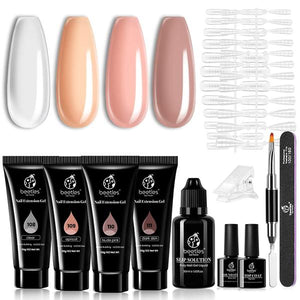 Beetles Poly Nail Extension Gel Kit, Poly Nail Builder Nail Gel with Poly Brush Nail