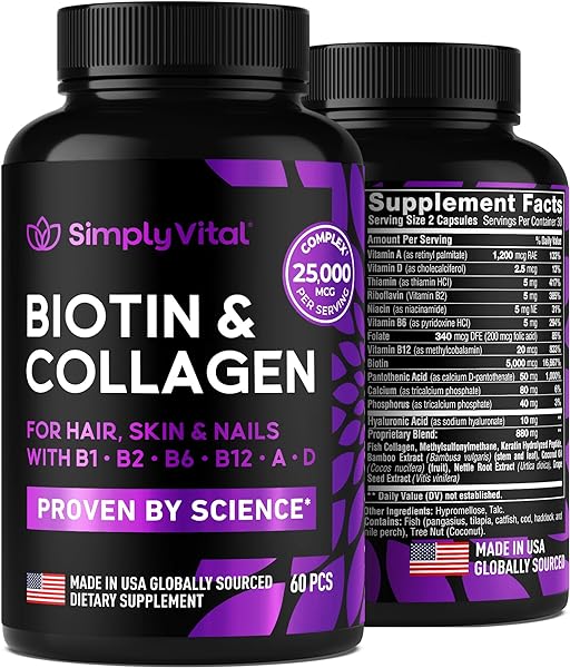 Biotin Vitamins for Hair, Skin & Nails - Biotin 5000mcg, Keratin & Collagen - Hair Growth Supplement with Marine Collagen Peptides & B Complex - Hair Supplement for Women & Men - Made in USA - 60 Caps in Pakistan in Pakistan Biotin Vitamins for Hair, Skin & Nails - Biotin 5000mcg, Keratin & Collagen - Hair Growth Supplement with Marine Collagen Peptides & B Complex - Hair Supplement for Women & Men - Made in USA - 60 Caps in Pakistan in Pakistan