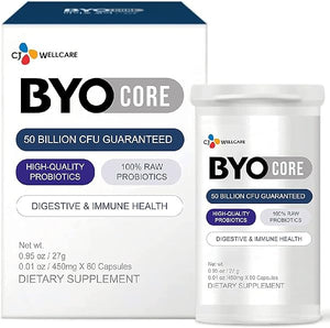 CJ Wellcare BYOCORE Extra Strength Probiotics (27g, 60 Veggie Capsules) - Digestive and Immune Health. Plant-Derived Probiotics and Prebiotics, 50 Billion CFU Guaranteed in Pakistan