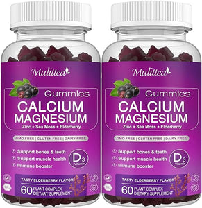 Calcium Magnesium Zinc Gummies with High Absorption Magnesium Glycinate 200mg, Potassium -Plant Complex Calcium Supplement w/ D3 & Sea Moss for Bone, Muscles, Calm Mood & Sleep Support* (2 Pack) in Pakistan