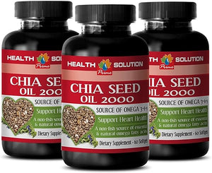 Chia Oil softgels - CHIA Seed Oil 2000 - chia Seed Oil Organic Cold Pressed - chia Seeds Organic, chia Seed Oil Omega, chia Oil for Hair, chia Oil for face, chia Seed Oil softgels - 3 Bot 180 Caps in Pakistan