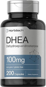 DHEA 100mg | 200 Capsules | Non-GMO, Gluten Free Supplement | by Horbaach in Pakistan
