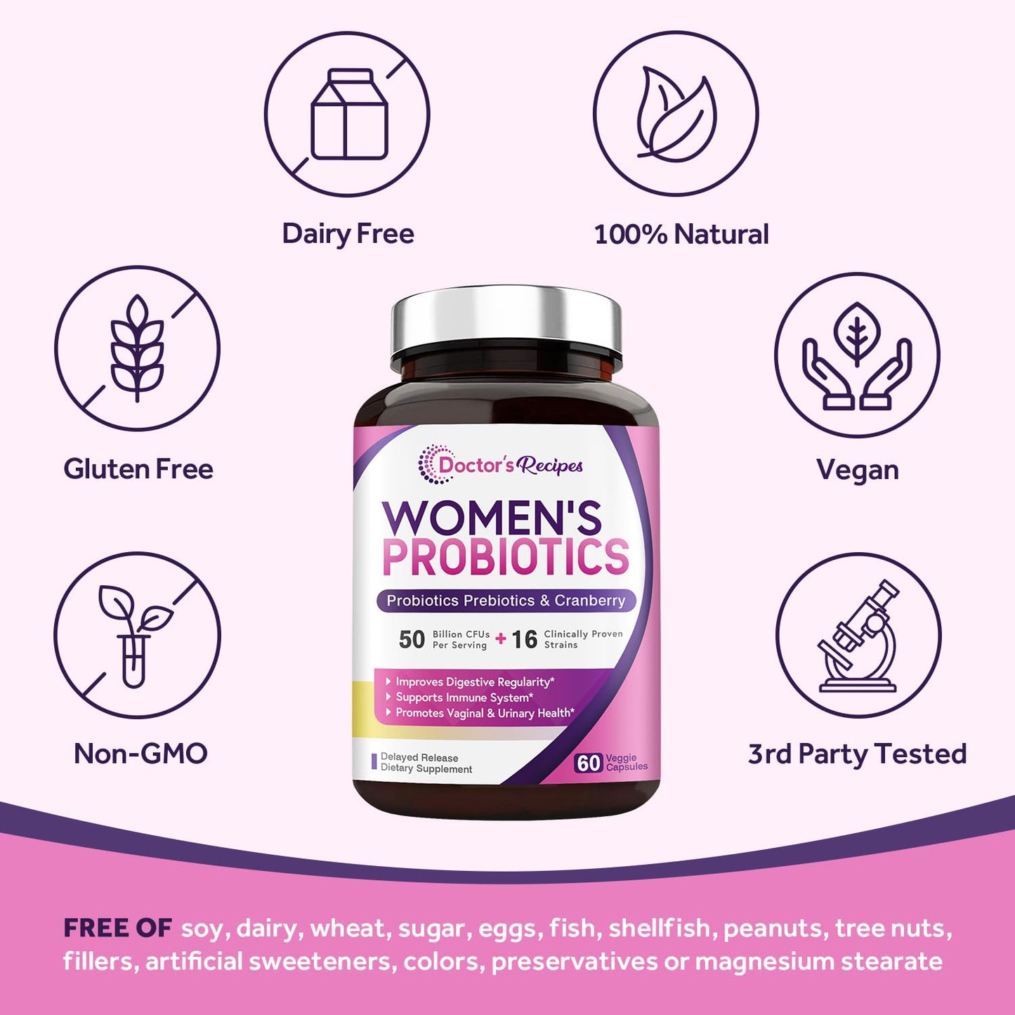 Doctor's Recipes Women’s Probiotic, 60 Caps 50 Billion CFU 16 Strains Supplement in Pakistan