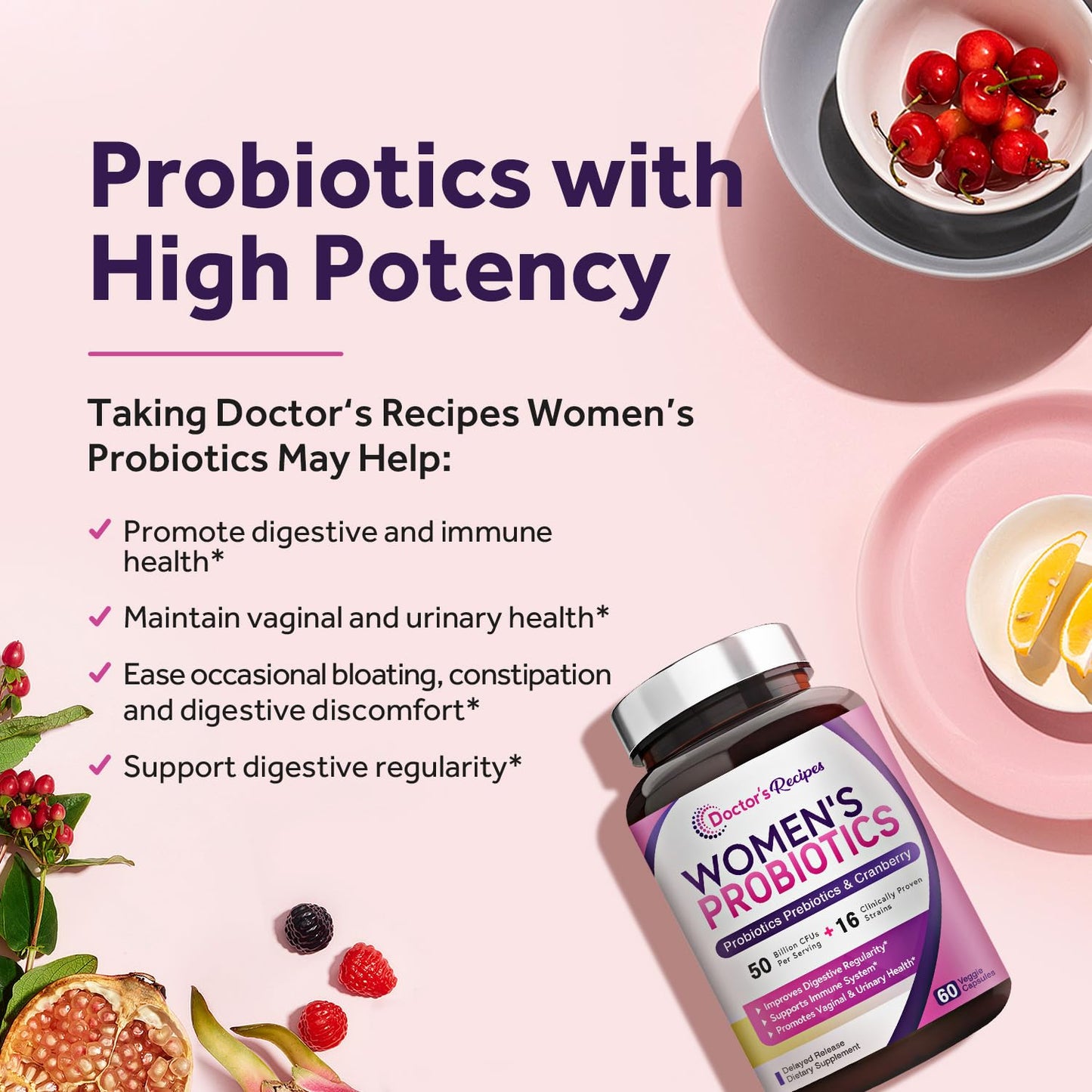 Doctor's Recipes Women’s Probiotic, 60 Caps 50 Billion CFU 16 Strains Supplement in Pakistan