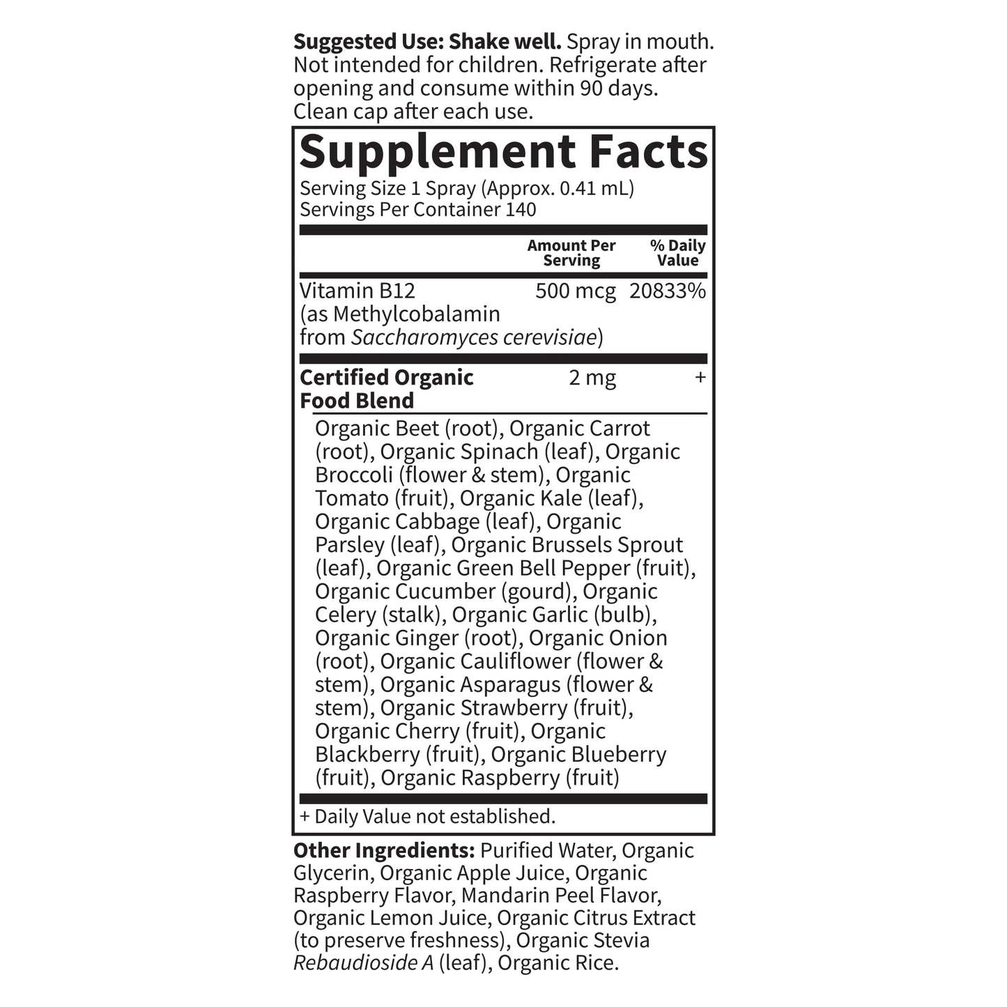 Garden of Life Organics B12 Vitamin - Whole Food B-12 for Metabolism and Energy, Raspberry, 2oz Liquid