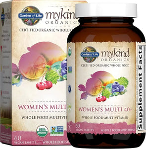 Garden of Life mykind Organics Vitamins for Women 40 Plus - 120 Tablets, Womens Multi 40 Plus, Vegan Vitamins for Women Over 40, Hormone & Breast Health Support Blend, Whole Food Womens Multivitamin