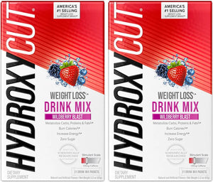 Hydroxycut Drink Mix | Weight Loss for Women & Men | Weight Loss Supplement | Energy Drink Powder | Metabolism Booster for Weight Loss | Wildberry Blast, 21 Packets, 2 Packs (Packaging May Vary)