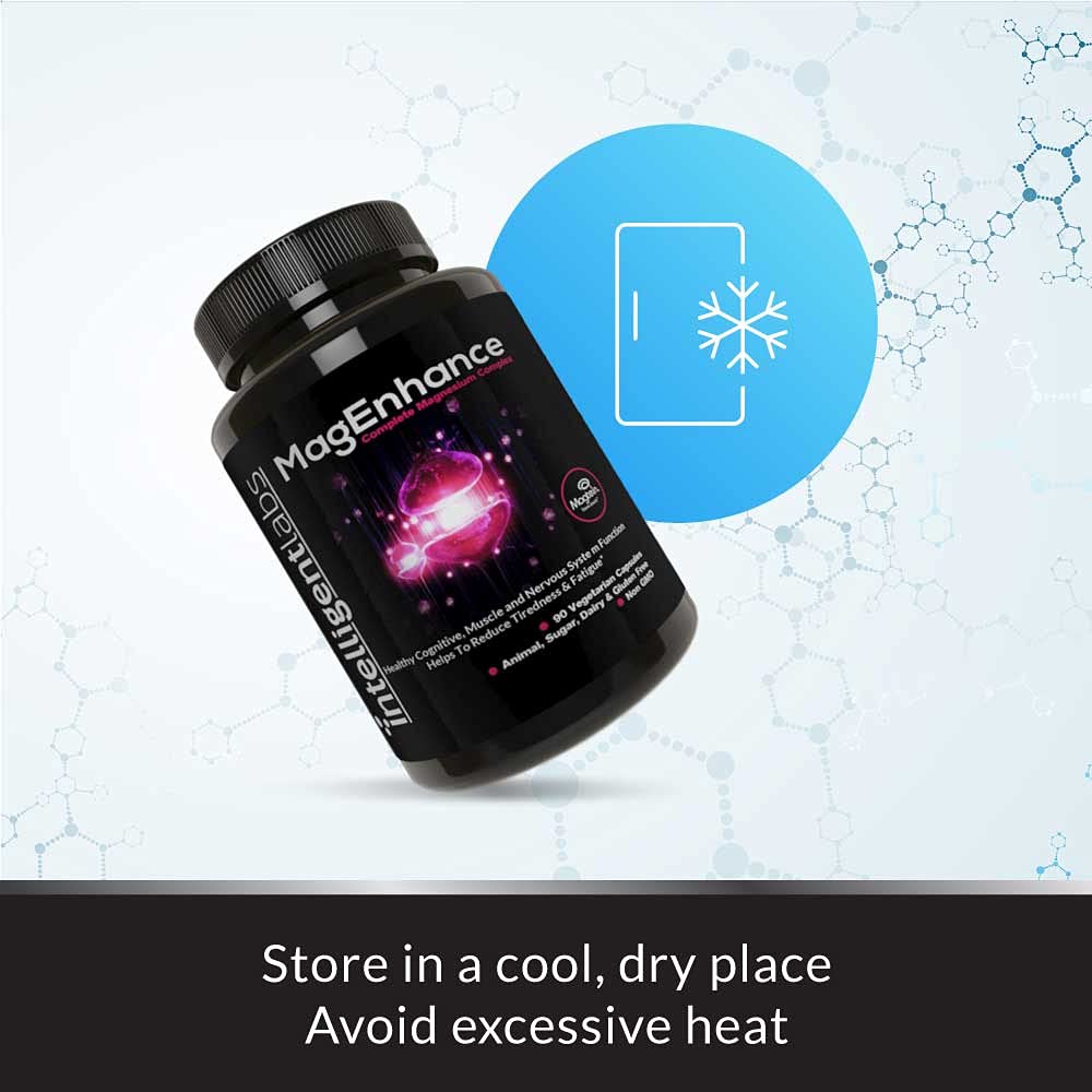Intelligent Labs MagEnhance Magnesium Supplement, Magnesium-L-Threonate Complex with Magnesium Glycinate and Taurate, 90 Capsules
