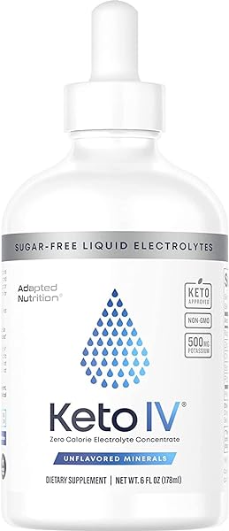 Keto IV Electrolyte Drops + High Potassium | No Leak Dropper Bottle | 500mg Potassium + Magnesium, Sodium & Zinc | Raw Mineral Flavor | 30 Servings in Pakistan