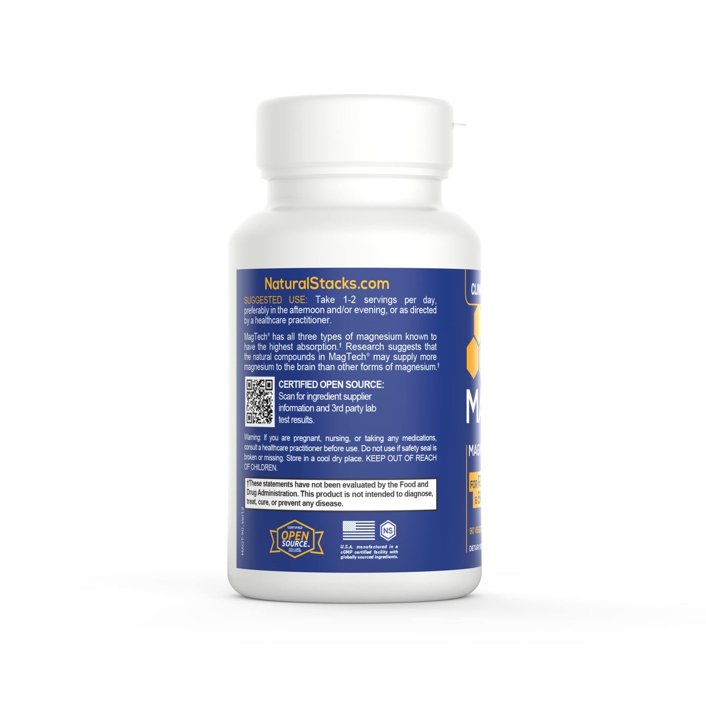 MagTech Magnesium Supplement - Chelated Magnesium Complex - 3 Forms of Magnesium: Magtein Magnesium L-Threonate, Glycinate & Taurate - Supports Relaxation & Brain Health, 90 Magnesium Capsules