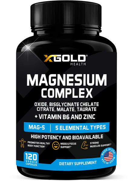 Magnesium Complex 500mg with Vitamin B6 & Zinc Supplement| Mag Complex - 5 in 1 with Magnesium Oxide, Bisglycinate Chelate, Citrate, Malate & Taurate | Blend for Optimal Health |120 Caps Made in USA in Pakistan Magnesium Complex 500mg with Vitamin B6 & Zinc Supplement| Mag Complex - 5 in 1 with Magnesium Oxide, Bisglycinate Chelate, Citrate, Malate & Taurate | Blend for Optimal Health |120 Caps Made in USA in Pakistan