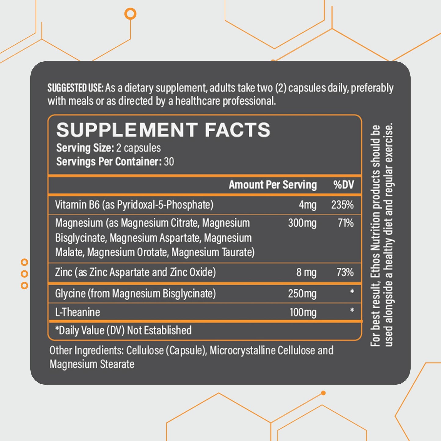 Magnesium Supplement, Magnesium w/L Theanine, P5P (B6), Zinc, Glycine, 6 Forms of Magnesium, L Theanine Supplement - 60 Capsules