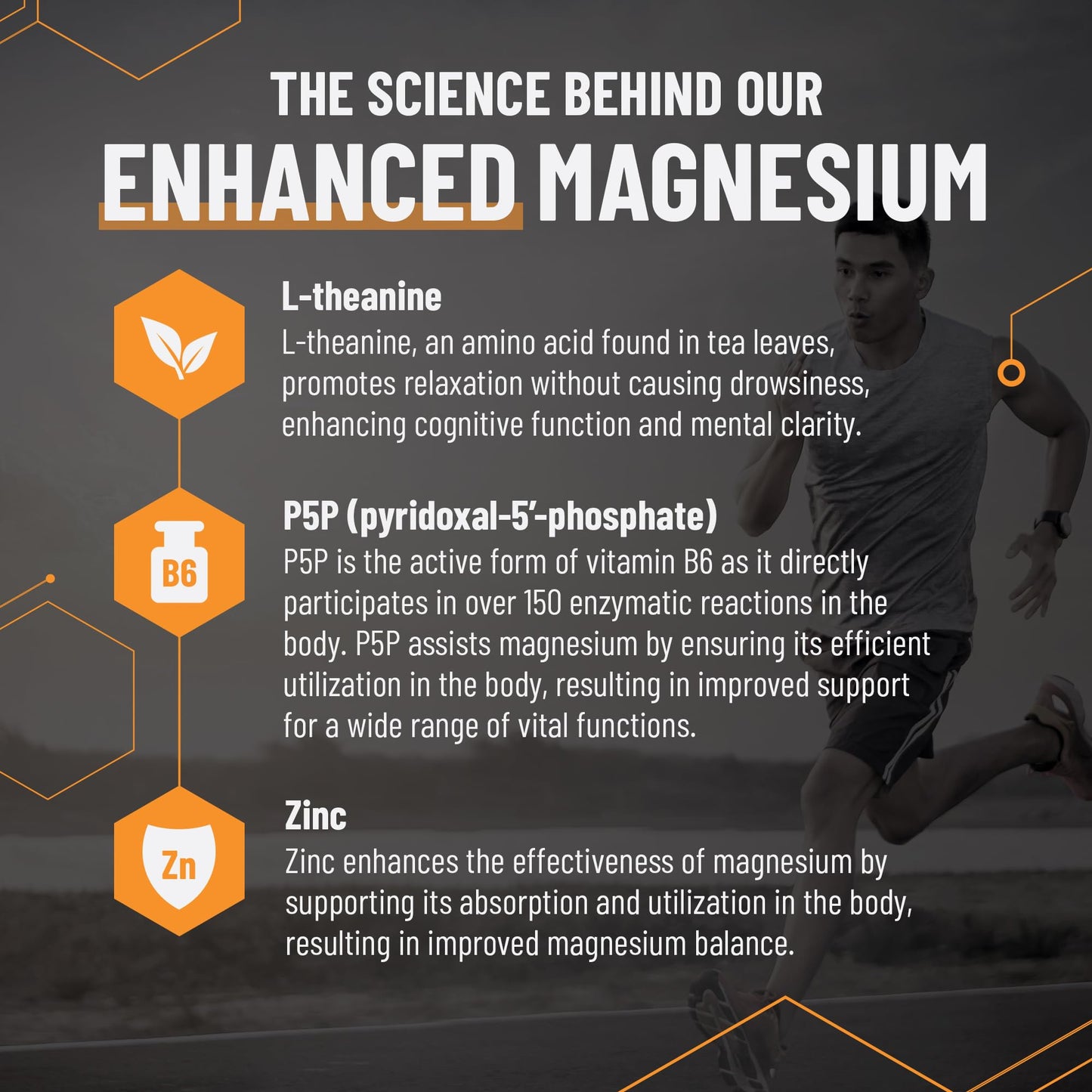 Magnesium Supplement, Magnesium w/L Theanine, P5P (B6), Zinc, Glycine, 6 Forms of Magnesium, L Theanine Supplement - 60 Capsules