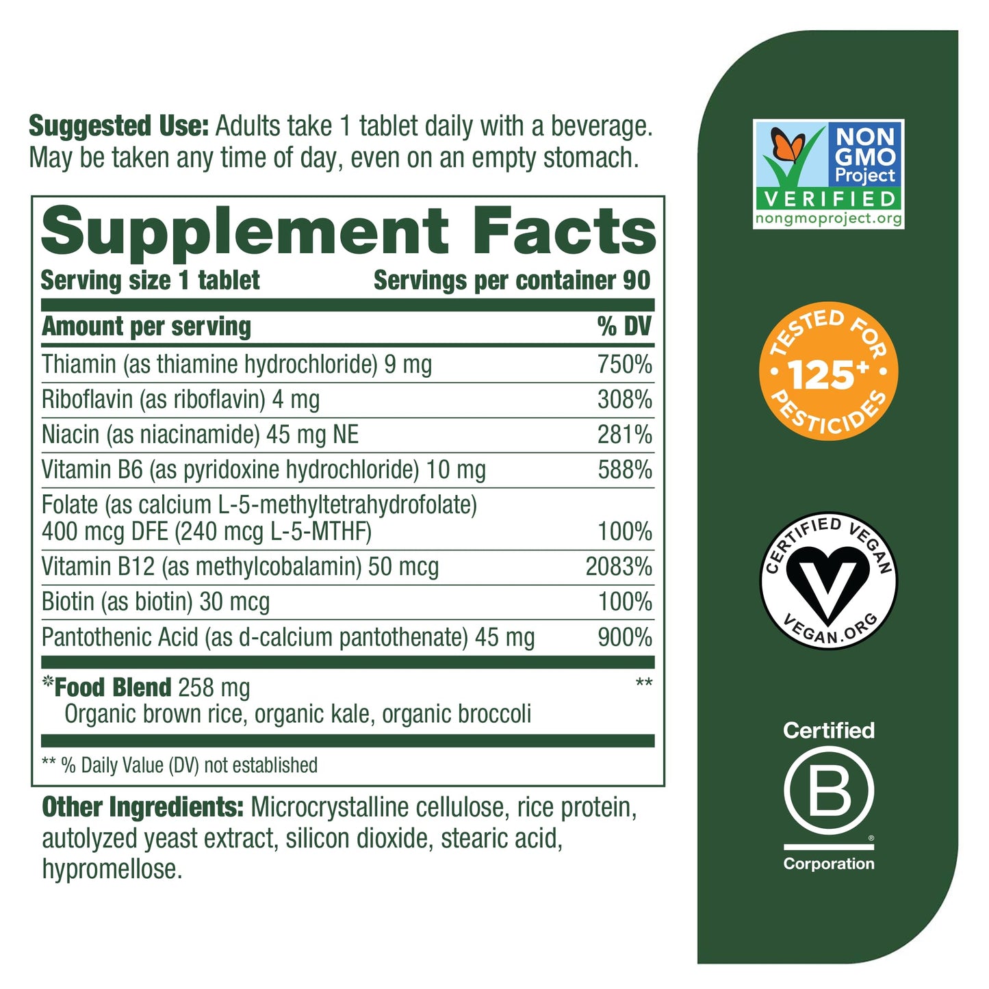 MegaFood Balanced B Complex - B Complex Vitamin Supplement Helps Support Cellular Energy - Vitamin B12, Vitamin B6 & Folate, - Vegan, Kosher, Non GMO - Made Without 9 Food Allergens - 90 Tabs