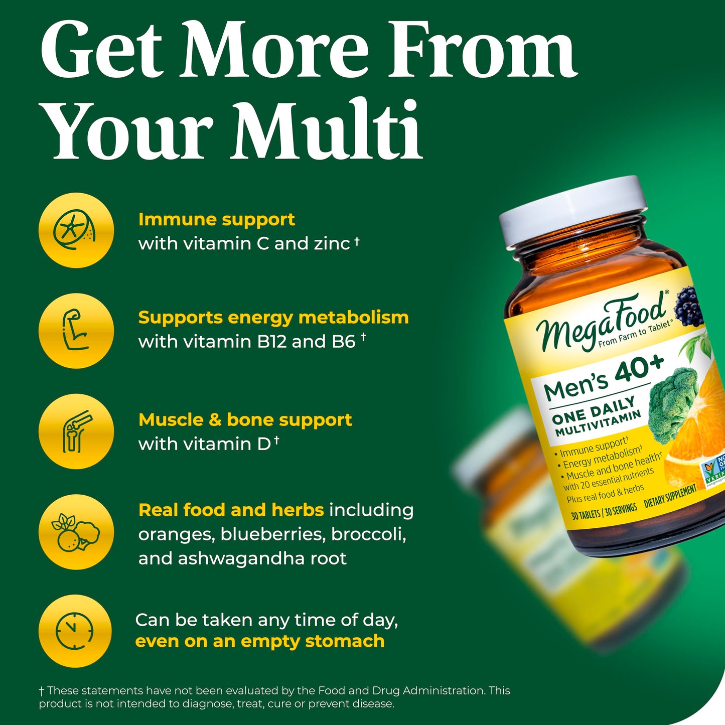 MegaFood Men's 40+ One Daily Multivitamin for Men with Vitamin B, Supplement in Pakistan