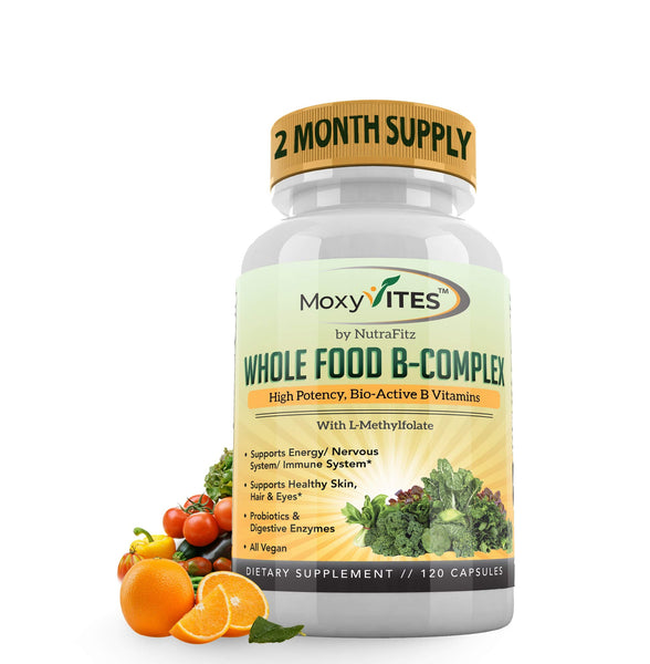 MoxyVites Vitamin B Complex - B Vitamins Whole Food Supplement, B12 Methylcobalamin, B1, B2, B3, B5, B6, B7, B9 - for Stress, Energy and Immune Support, Vegan, 120 Capsules in Pakistan MoxyVites Vitamin B Complex - B Vitamins Whole Food Supplement, B12 Methylcobalamin, B1, B2, B3, B5, B6, B7, B9 - for Stress, Energy and Immune Support, Vegan, 120 Capsules in Pakistan
