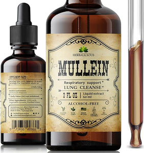 Mullein Leaf Extract - Verbascum Thapsus Liquid Supplement - Herbal Tincture Promoting & Detox Lungs, Respiratory & Digestive Wellness - Lung Cleanse - Vegan Drops, Non-GMO - 2 fl. Oz in Pakistan