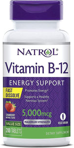 Natrol Vitamin B12 Fast Dissolve Tablets, Supports a Healthy Nervous System, Energy Booster