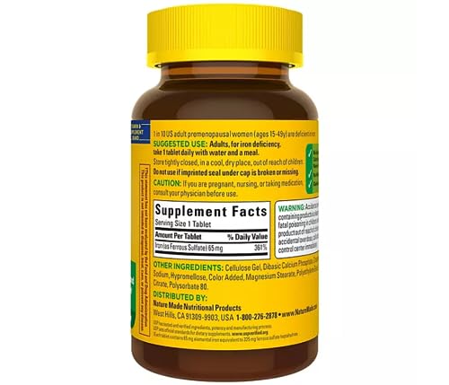 Nature Made Iron 65 mg (from Ferrous Sulfate) Red Blood Supplement in Pakistan