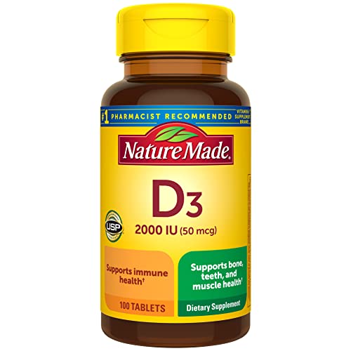 Nature Made Vitamin D3 2000 IU (50 mcg), Dietary Supplement for Bone, Teeth, Muscle and Immune Health Support, 100 Tablets, 100 Day Supply in Pakistan Nature Made Vitamin D3 2000 IU (50 mcg), Dietary Supplement for Bone, Teeth, Muscle and Immune Health Support, 100 Tablets, 100 Day Supply in Pakistan