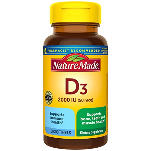 Nature Made Vitamin D3 2000 IU (50 mcg), Dietary Supplement for Bone, Teeth, Muscle and Immune Health Support, 90 Softgels, 90 Day Supply in Pakistan Nature Made Vitamin D3 2000 IU (50 mcg), Dietary Supplement for Bone, Teeth, Muscle and Immune Health Support, 90 Softgels, 90 Day Supply in Pakistan