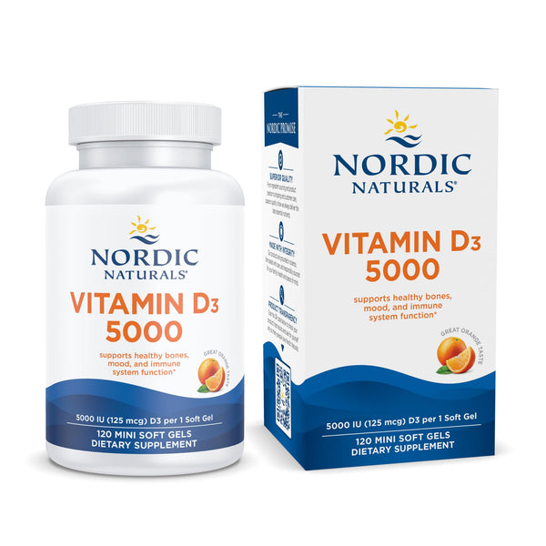 Nordic Naturals Vitamin D3 5000, Orange - 120 Mini Soft Gels - 5000 IU Vitamin D3 - Supports Healthy Bones, Mood & Immune System Function - Non-GMO - 120 Servings in Pakistan Nordic Naturals Vitamin D3 5000, Orange - 120 Mini Soft Gels - 5000 IU Vitamin D3 - Supports Healthy Bones, Mood & Immune System Function - Non-GMO - 120 Servings in Pakistan