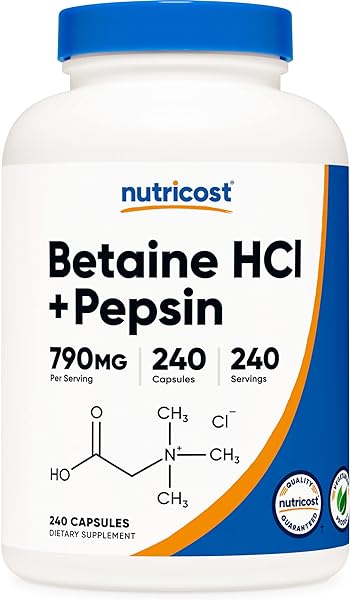 Nutricost Betaine HCl + Pepsin 790mg, 240 Capsules - Gluten Free & Non-GMO in Pakistan in Pakistan Nutricost Betaine HCl + Pepsin 790mg, 240 Capsules - Gluten Free & Non-GMO in Pakistan in Pakistan