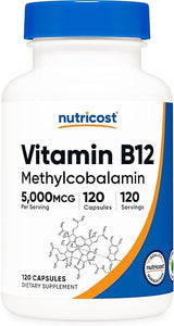 Nutricost Vitamin B12 (Methylcobalamin) 5000mcg, 120 Capsules - Vegetarian Caps, Non-GMO, Gluten Free B12 Supplement in Pakistan