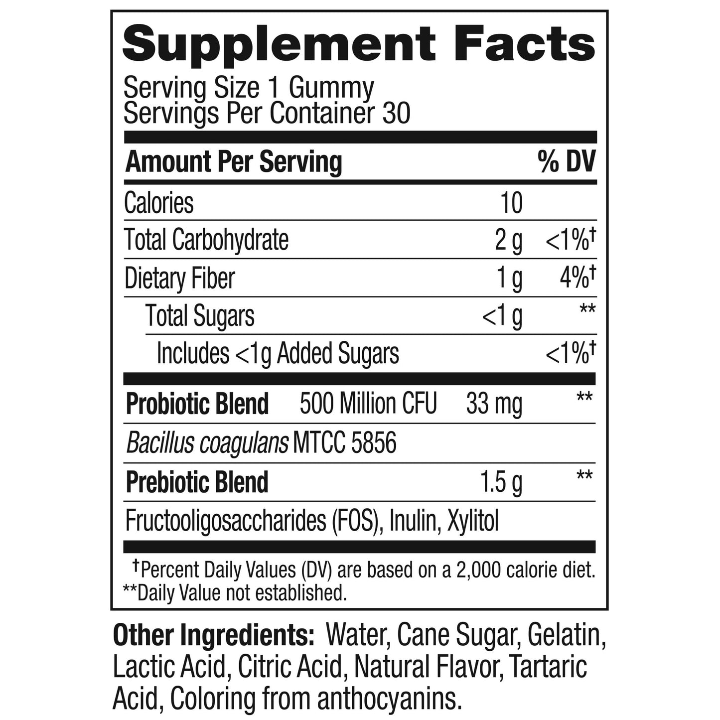 OLLY Probiotic + Prebiotic Gummy, Digestive Support and Gut Health, 500 Million CFUs, Fiber, Adult Chewable Supplement for Men and Women, Peach, 30 Day Supply - 30 Count