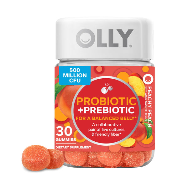 OLLY Probiotic + Prebiotic Gummy, Digestive Support and Gut Health, 500 Million CFUs, Fiber, Adult Chewable Supplement for Men and Women, Peach, 30 Day Supply - 30 Count in Pakistan OLLY Probiotic + Prebiotic Gummy, Digestive Support and Gut Health, 500 Million CFUs, Fiber, Adult Chewable Supplement for Men and Women, Peach, 30 Day Supply - 30 Count in Pakistan