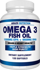 Omega 3 Fish Oil 4,080mg - High EPA 1200mg + DHA 900mg Triple Strength brain health