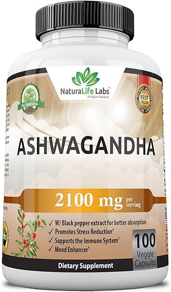 Organic Ashwagandha 2,100 mg - 100 Vegan Caps in Pakistan