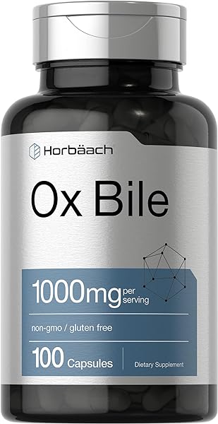 Ox Bile 1000 mg 100 Capsules | Digestive Enzymes Supplement | Non-GMO & Gluten Free | by Horbaach in Pakistan